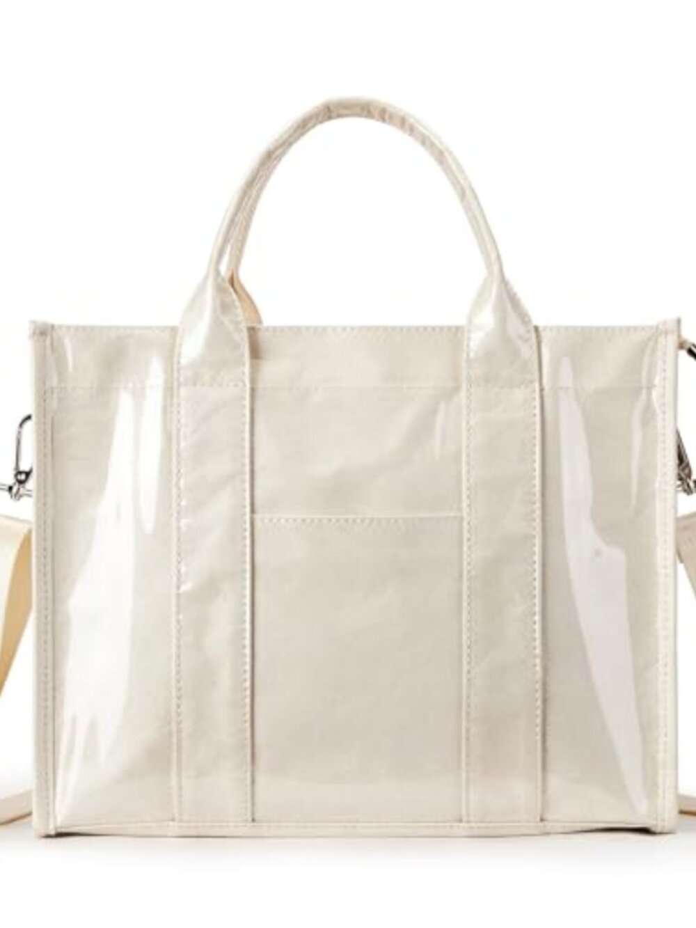 PVC Tote Bag Women Kraft Paper Large Purse Zipper Shoulder Crossbody Bag